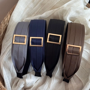Set of four Korean retro wide headbands with elegant metal buckles in neutral colors