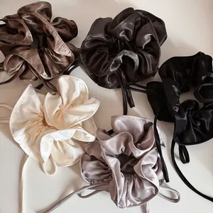 Elegant Satin Bow Scrunchie For Women High Elasticity Streamer Hair Tie Korean Style Silky Hair Band Headwear Accessories
