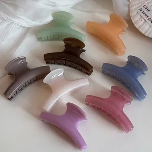 Elegant Candy Color Large Hair Claw Clip For Women High End Resin Shark Hair Clip For Thick Hair Bun Styling Accessories