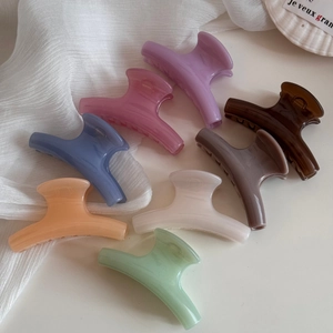 Set of 8 large candy color hair claws for thick hair in various trendy pastel shades