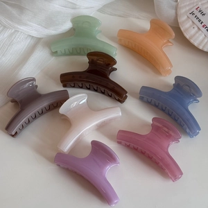 Set of 8 colorful candy matte large hair claws for thick hair in macabre pastel shades