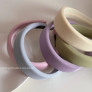 Macaron Solid Color Padded Headband Fabric Twill Wide Brim Sponge Hair Band For Women French Minimalist Sweet Handmade Headwear