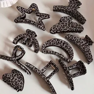 Leopard Print Hair Claw Clip Large Acetate Plastic Shark Clip Irregular Geometric Hair Catch For Women Hair Accessories