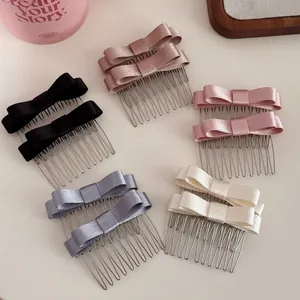 Elegante Pettine per Capelli con Fiocco in Raso Denti in Lega Antiscivolo Fermaglio per Capelli Accessori per lo Styling da Donna