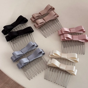 Set di 10 eleganti pettini per capelli con fiocchi di raso in cinque colori da donna