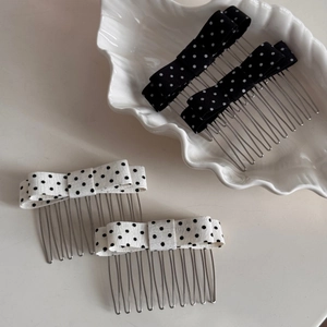Vintage polka dot bow hair combs in black and white styles for elegant women hairstyles