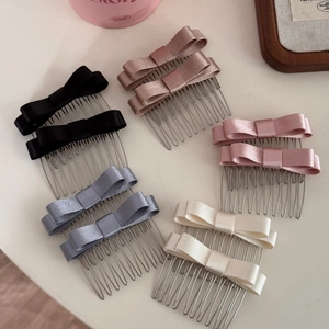 Pettini per capelli in raso setoso con fiocco in vari colori per donne e ragazze