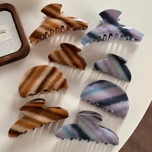 Colorful Twill Acrylic Hair Claw Retro Large Shark Clip Daily Versatile Hair Styling Accessory For Women High End Headwear