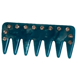 Vintage marble blue hair comb hairclip with sparkling rhinestones for stylish hair styling