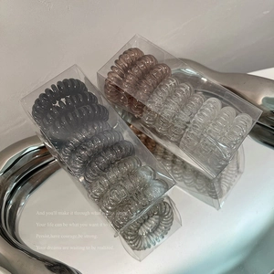 Spiral Telephone Wire Hair Ties For Women Girls Plastic Resin Elastic Hair Bands Gradient No Crease Hair Rings Accessories