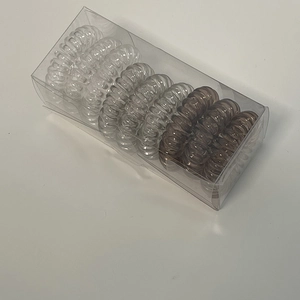 Nine-piece set of gradient spiral hair ties in transparent storage box for women