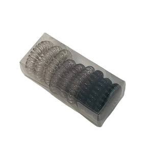Minimalist gradient spiral hair ties set in a transparent box for damage-free styling