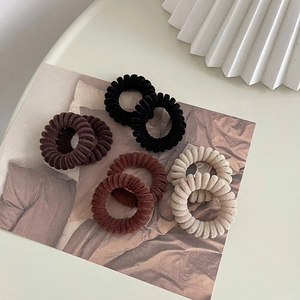 Élastiques à Cheveux Simples Floqués Cordon Téléphonique Spirale Bandes Élastiques Anneaux à Cheveux en Velours Style Coréen pour Femmes Filles