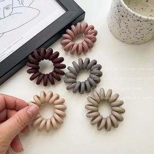 Matte Telephone Wire Hair Ties For Women Minimalist Spiral Elastic Hair Bands High Stretch Resin Scrunchies Hair Accessories