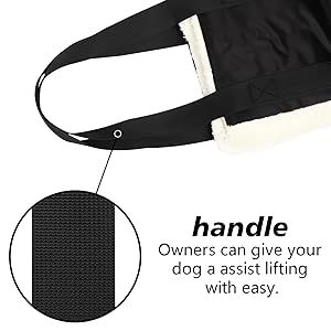 Padded lifting harness for large dogs with soft plush lining and durable nylon handle
