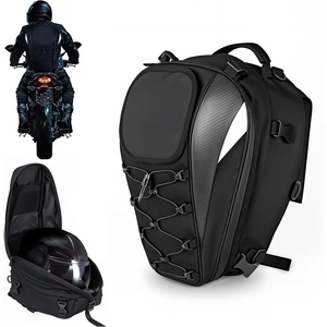 Motorcycle Tail Bag Waterproof Helmet Storage Backpack Expandable Rear Seat Riding Bag Oxford Cloth Luggage For Rider Gear