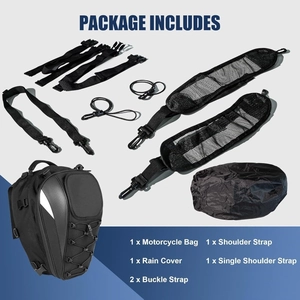 Waterproof motorcycle tail bag set with helmet storage and multiple shoulder straps