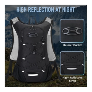 Lightweight cycling backpack with helmet buckle and high reflection for night safety