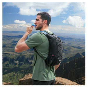 Lightweight black cycling hydration pack with water tube for outdoor hiking and climbing