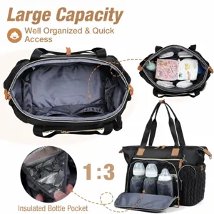 Sac à langer étanche de grande capacité avec poches isolées et tapis à langer inclus
