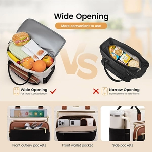 Multi-functional insulated lunch backpack with wide opening and organized pockets