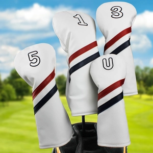 Coperture per Mazze da Golf in Pelle in Microfibra Impermeabile Con Fodera in Velluto Spesso Ricamate Numeriche a Strisce Protezione Driver Wood Hybrid