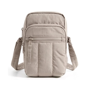Women Quilted Nylon Small Crossbody Bag Puffy RFID Protected Mobile Phone Purse Travel Shoulder Bag With Adjustable Strap