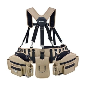 Heavy Duty Canvas Nylon Tool Belt With Padded Suspenders Multi Pocket Electrician Carpenter Construction Tool Organizer Bag