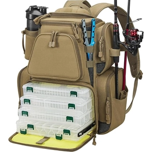 Waterproof Men Fishing Backpack With 4 Lure Boxes Large Capacity Tactical Outdoor Fishing Gear Storage Bag Padded Shoulder Strap