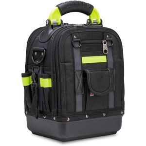 Heavy duty professional tool backpack with waterproof hard base and multi-compartment storage