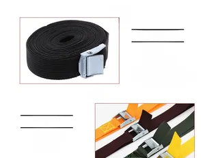 Detail von bunten Nylon-Spanngurten mit robusten Zinklegierungs-Druckschnallen