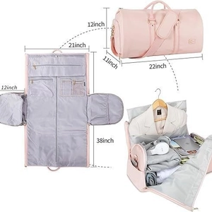 Waterproof large capacity travel duffel bag for women in pink with garment suit storage