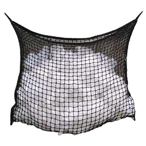 Durable black nylon mesh hay bag with high density weaving and reinforced hanging points