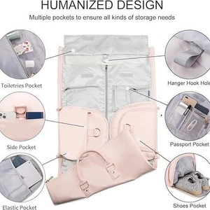 Pink waterproof travel bag with multi-functional compartments and shoe pocket