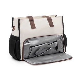 Insulated lunch bag for women with shoulder strap and large capacity cooler compartment