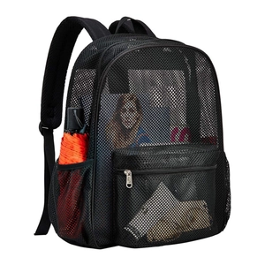 Breathable Mesh Backpack Large Capacity Transparent Mesh Shoulder Bag Lightweight Travel Beach School Backpack For Men Women