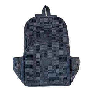 Practical black mesh backpack with large main compartment for outdoor travel and swimming