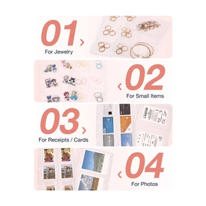 Portable PVC organizer with multi-spec transparent slots for jewelry, cards, and photos