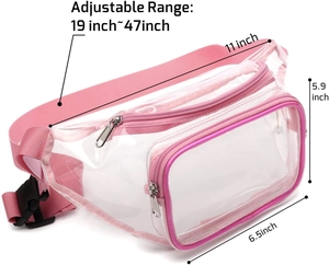 Dimensioni del marsupio in PVC con cinturino regolabile 19-47 pollici e dettagli rosa