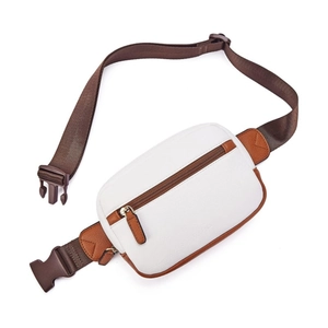 Sac Banane en Cuir PU à la Mode pour Femmes Sangle Réglable Couleur de Contraste Sac de Poitrine pour Voyages de Plein Air Randonnée Décontractée