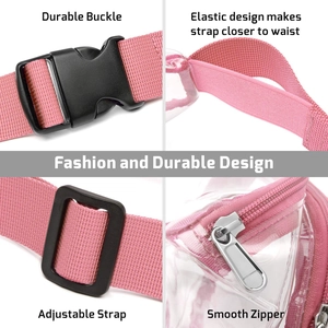 Dettagli del marsupio in PVC con fibbia resistente, cinturino elastico e cerniera scorrevole