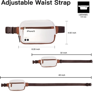 Guide des tailles détaillé du sac ceinture en cuir blanc avec sangle réglable