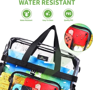 Sac de voyage en PVC transparent imperméable avec poignées noires et grande capacité