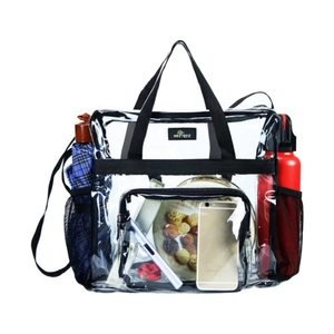 Sac Fourre-tout en PVC Transparent Grande Capacité Sac de Voyage Approuvé pour Stade Imperméable Sac à Bandoulière Homme Femme