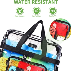 Grand sac fourre-tout transparent en PVC avec sangles noires pour voyage et rangement