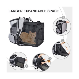 Expandable pet backpack with breathable mesh and larger space for cats and small dogs