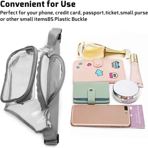 Marsupio trasparente in PVC con spazio per cellulare, portafoglio e cosmetici