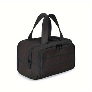 Quilted Waterproof Toiletry Bag For Women Large Capacity Makeup Organizer Travel Wash Bag With Handles And PVC Interior