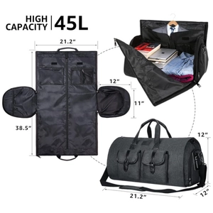45L large capacity grey convertible suit travel bag for business trips and gym use