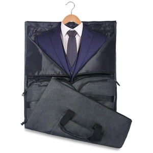 Large dark grey convertible garment bag for suits with waterproof travel duffel design